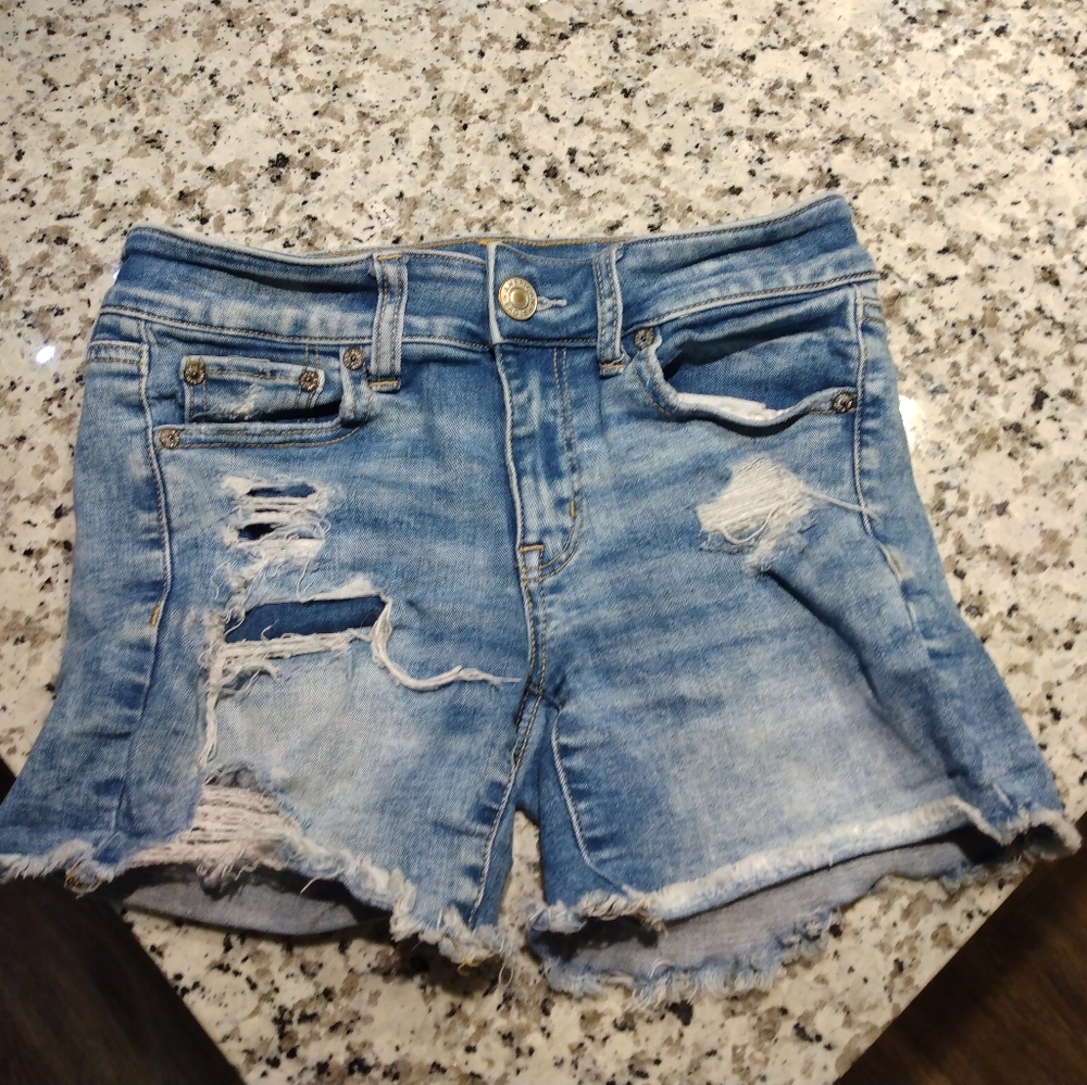 American Eagle Ne(x)t Level Stretch Midi Ripped Shorts